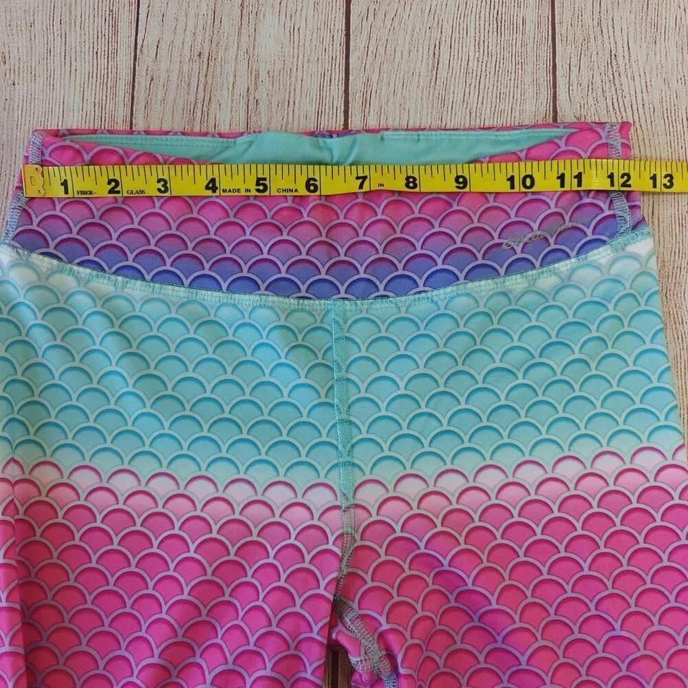 Eddie Bauer blue graphic tee & mermaid scale legging set sz L (14/16)
